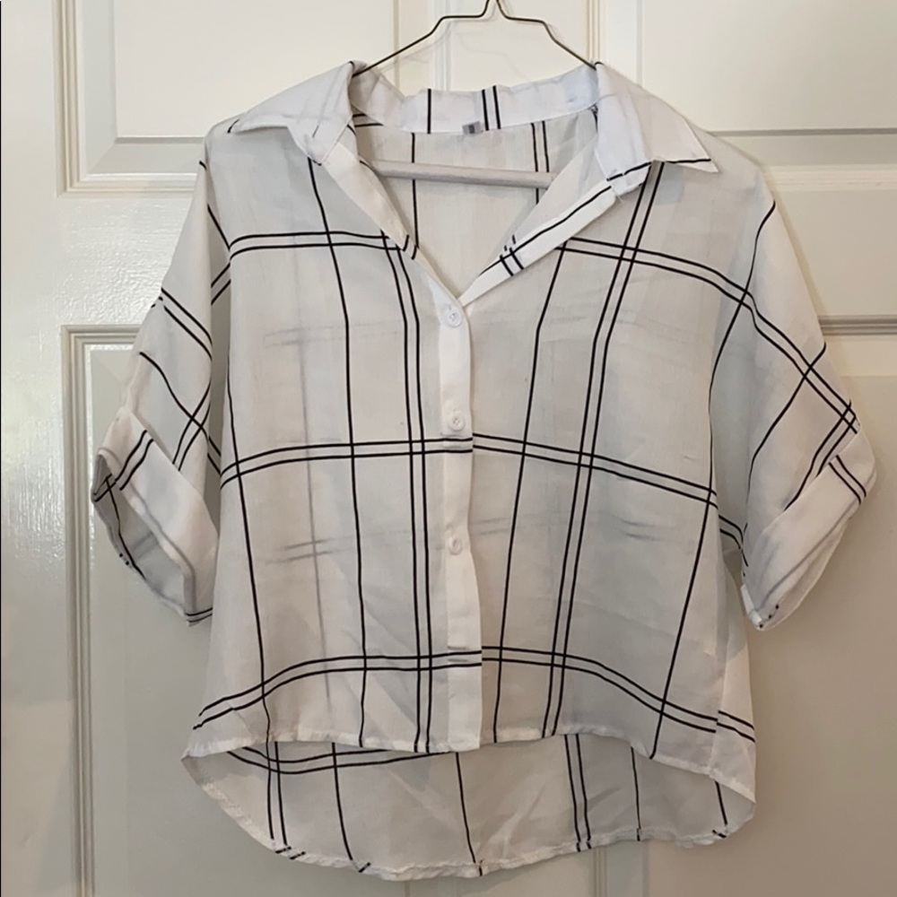 White and black button up